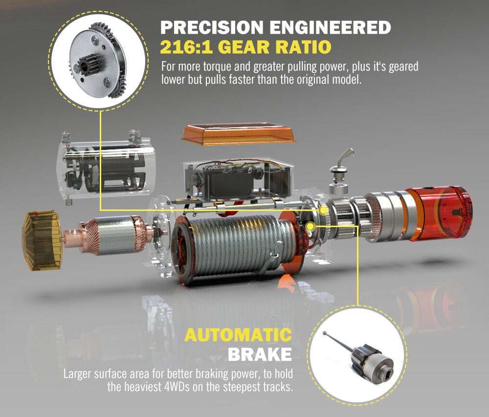 12000lbs Winch with Synthetic Cable by Tungsten - Tungsten - T12000