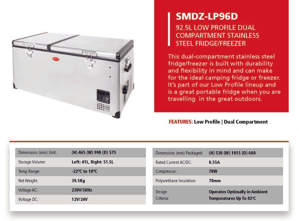 92.5l Dual Compartment Portable Fridge/Freezer by Snomaster - Snomaster - SMDZ-LP96D