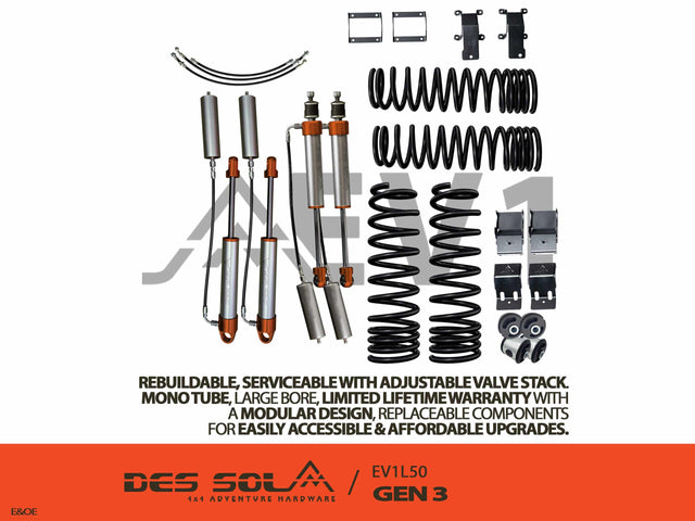 50mm Lift Kit (Pack 3) EV1L50 Series for Gen 3 Jimny by Des Sol