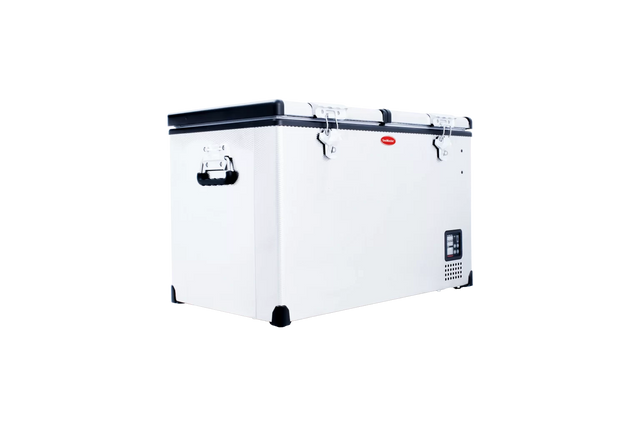 81.5L DUAL COMPARTMENT STAINLESS STEEL FRIDGE/FREEZER by Snomaster