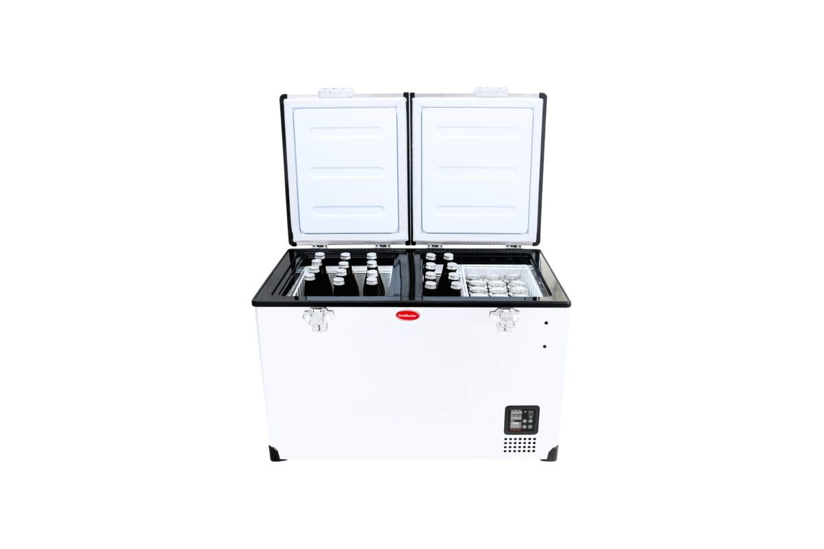 81.5L DUAL COMPARTMENT STAINLESS STEEL FRIDGE/FREEZER by Snomaster