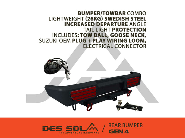 Rear Bumper and Tow Bar for Suzuki Jimny Gen 4 by Des Sol - Des Sol - DSJBR-G4