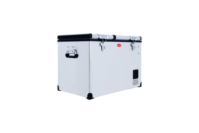66L LOW PROFILE DUAL COMPARTMENT STAINLESS STEEL FRIDGE/FREEZER by Snomaster