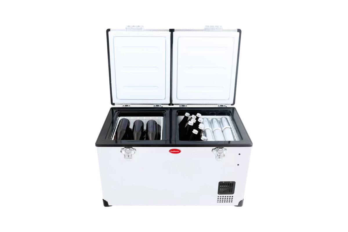66L LOW PROFILE DUAL COMPARTMENT STAINLESS STEEL FRIDGE/FREEZER by Snomaster