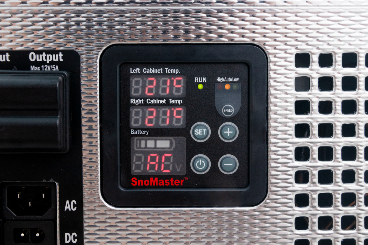66L LOW PROFILE DUAL COMPARTMENT STAINLESS STEEL FRIDGE/FREEZER by Snomaster