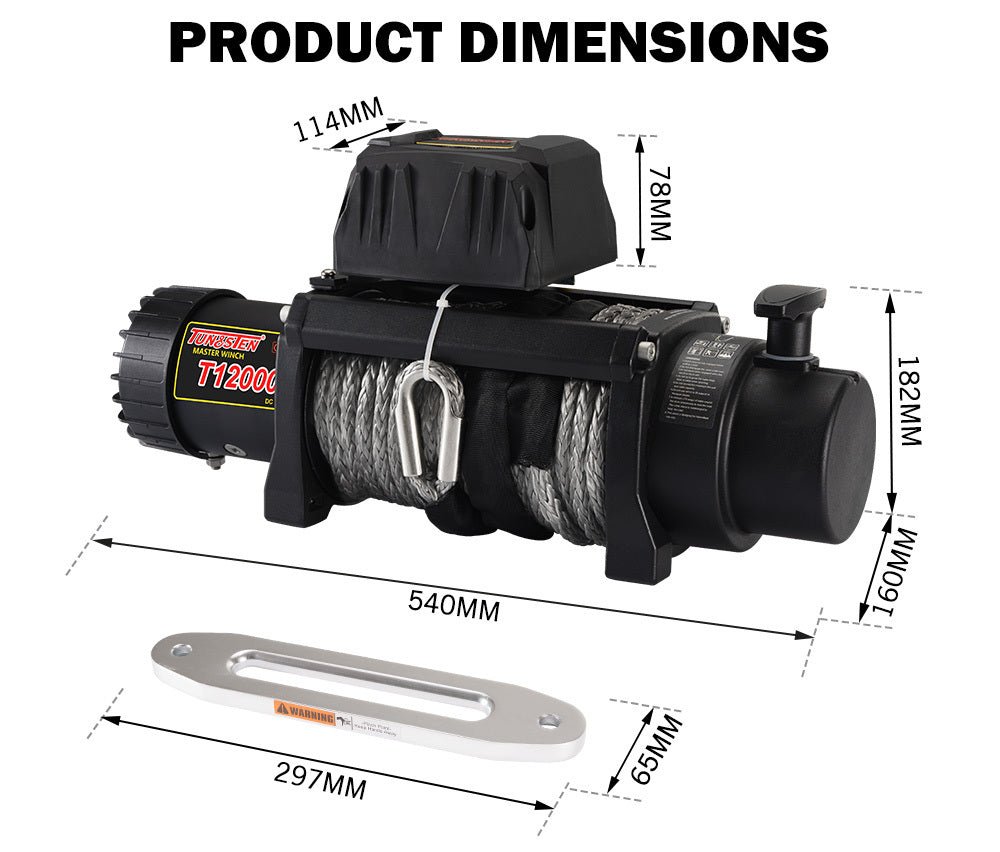 12000lbs Winch with Synthetic Cable by Tungsten - Tungsten - T12000