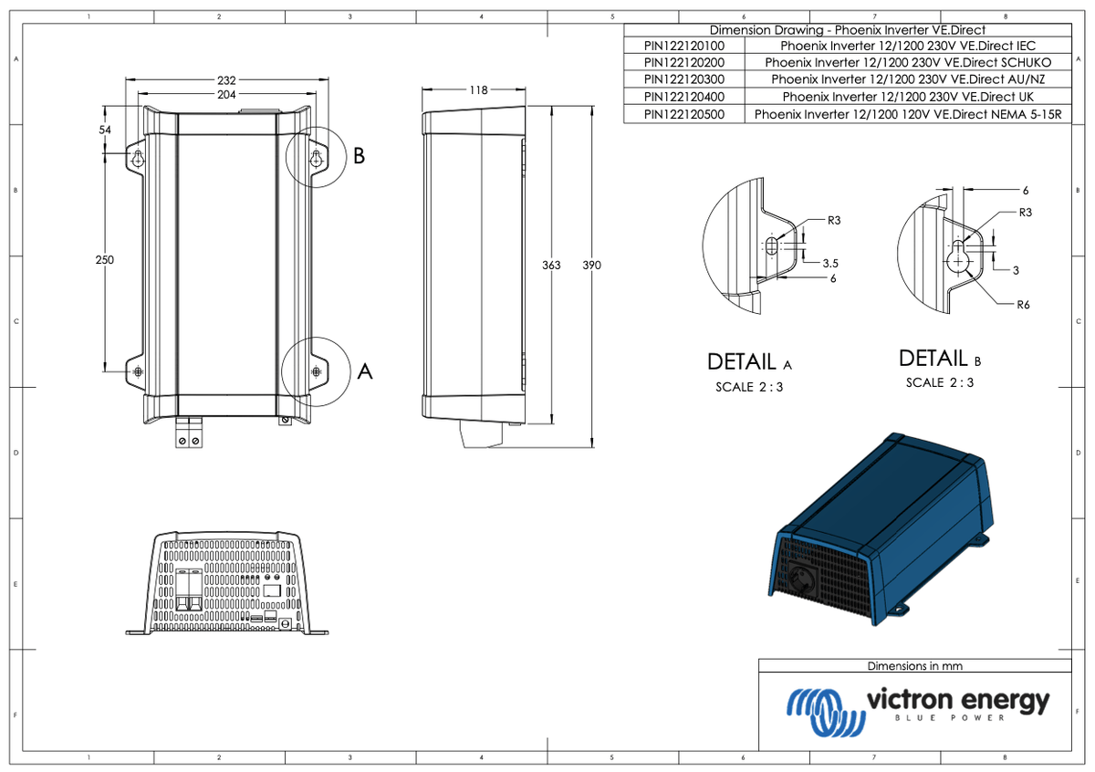 12/1200 230V Victron Phoenix Inverter VE.Direct IEC by Solarvest - Victron - PIN122121100