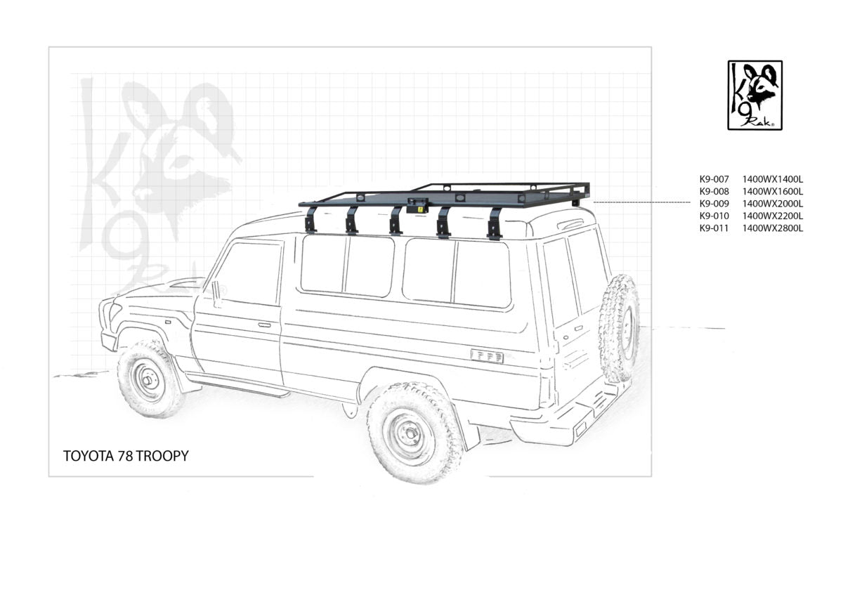 K9 Roof Rack for Toyota 78 Troopy Land Cruiser by Eezi Awn – Wild