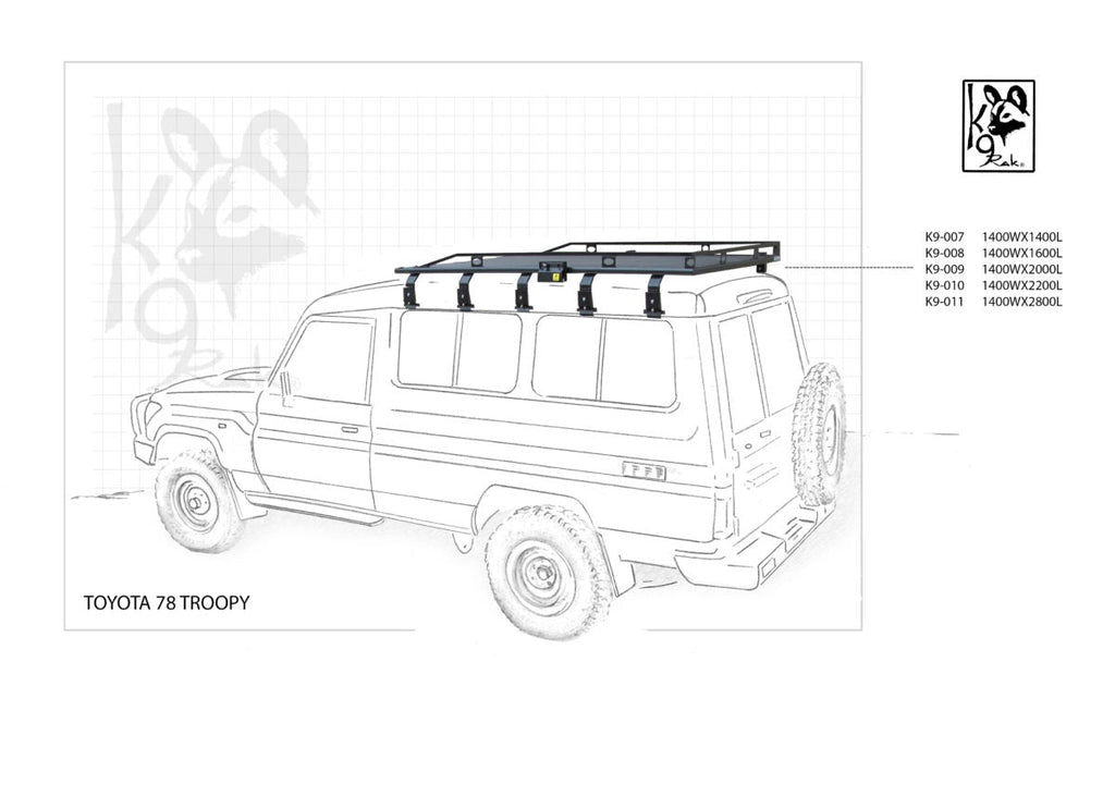 K9 Roof Rack for Toyota 78 Troopy Land Cruiser by Eezi Awn – Wild
